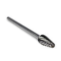 Taper Radius End Carbide Burr, Double Cut - 6" Long x 1/4" Shank