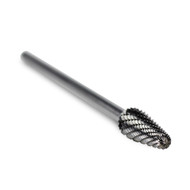Taper Radius End Carbide Burr, Double Cut - 6" Long x 1/4" Shank