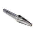 Taper Radius End Carbide Burr, Double Cut - 1/4" Shank