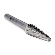 Taper Radius End Carbide Burr, Double Cut - 1/4" Shank
