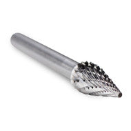 Cone Shape Carbide Burr, Double Cut - 1/4" Shank